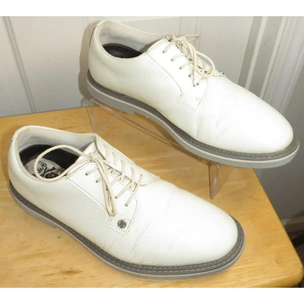 G/FORE Gallivanter Pebble Leather Men’s Golf Shoes Size 11.5 White/Gray